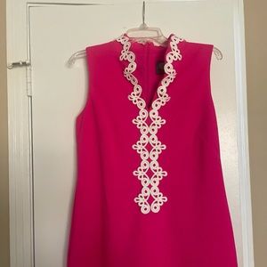 Hot Pink Vince Camuto dress with white detail.